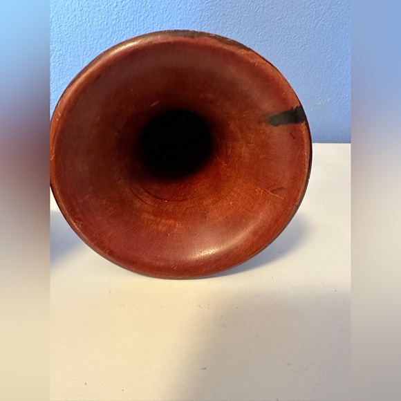 Haiti Signed Wooden Pedestal Flower Vase - Picture 5 of 9